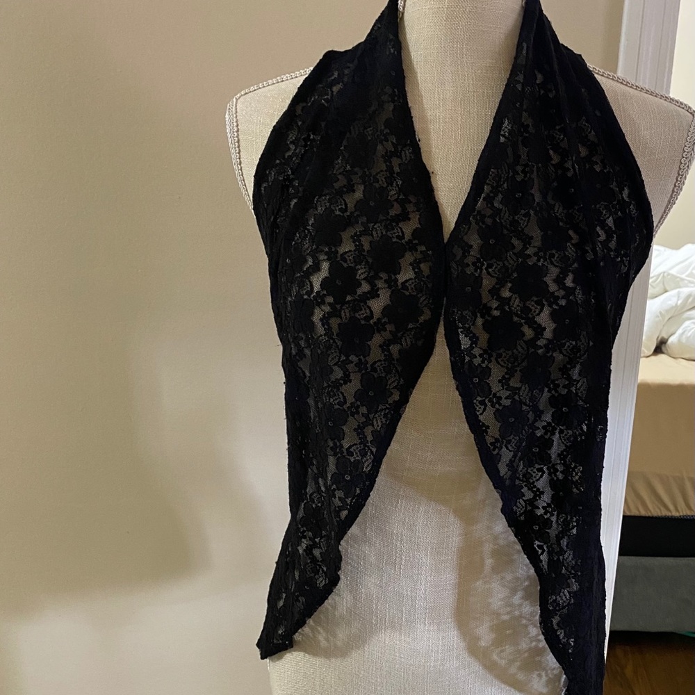 Black lace vest